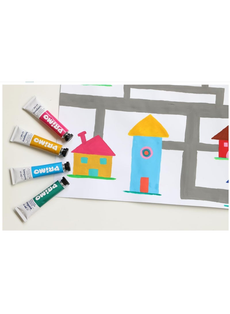 بريمو موروكولور بريمو، ١٢ لونًا من ألوان التمبرا، ٧٫٥ مل، ألوان تمبرا في أنابيب بألوان زاهية وكثيفة ومعتمة، مثالية لجميع الأسطح، علبة متعددة الاستخدامات قابلة لإعادة الاستخدام، صنع في إيطاليا - Image 4